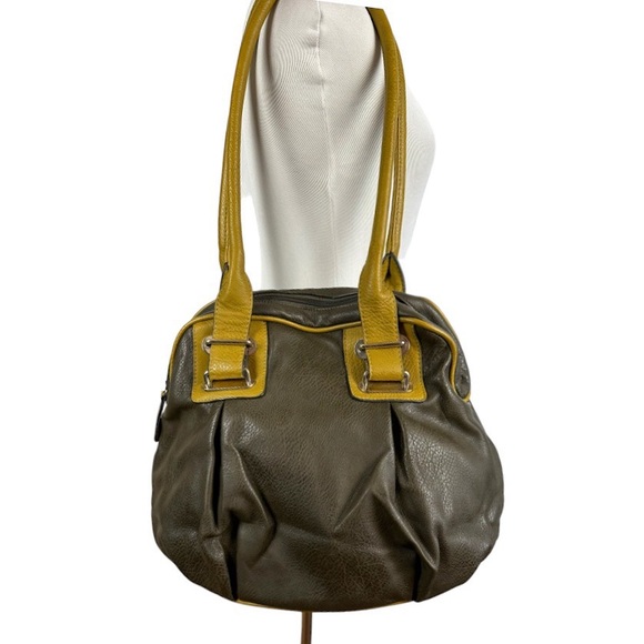 Black Rivet Handbags - Black Rivet Faux Leather Bag Brown and Yellow